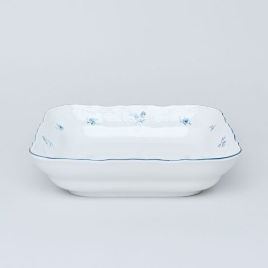 Bowl square 25 cm J, Thun 1794 Carlsbad porcelain, BERNADOTTE blue flower