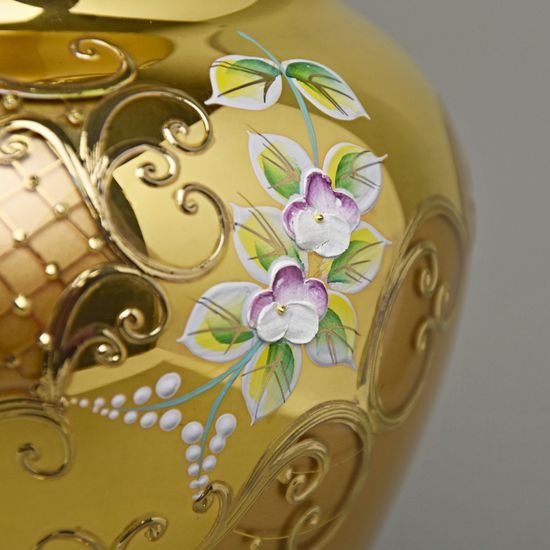 Vase 35 cm, GOLD glass, gold + enamel, Nový Bor glass