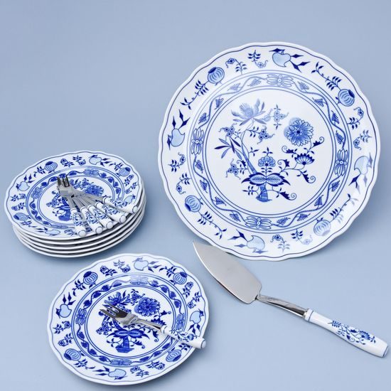 Cake set for 6 pers. with cutlery, Original Blue Onion Pattern