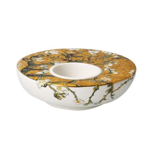 Candle holder V. van Gogh - Almond Tree Golden, 12 / 12 / 4 cm, Porcelain, Goebel