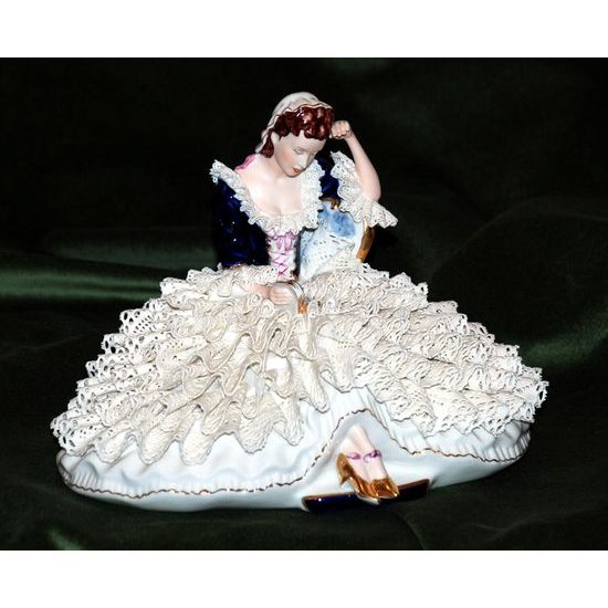 Lady with lace skirt 16 cm, Porcelain Figures Duchcov