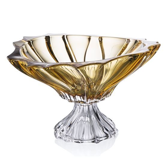 Crystal Bowl Plantica Amber, 33 cm, Aurum Crystal