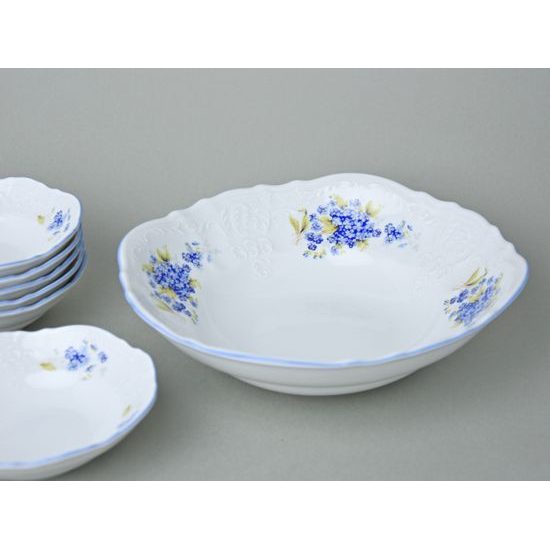 Compot set for 6 persons, Thun 1794 Carlsbad porcelain, BERNADOTTE Forget-me-not-flower