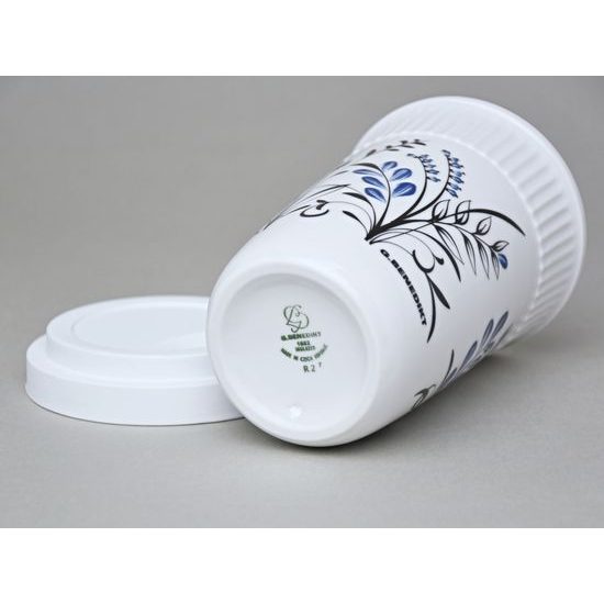 Šálek ToGo 300 ml, Modro - černé kvítí, Benedikt dvoustěnka