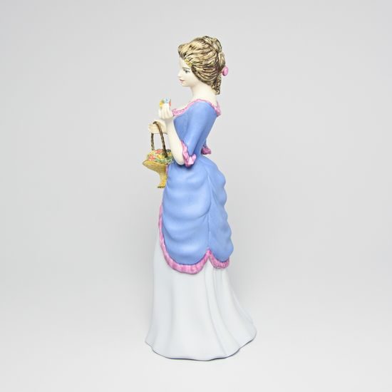 Lady With Basket, Blue-pink colors - darker version 10 x 11 x 28 cm, Pastel, Porcelain Figures Duchcov