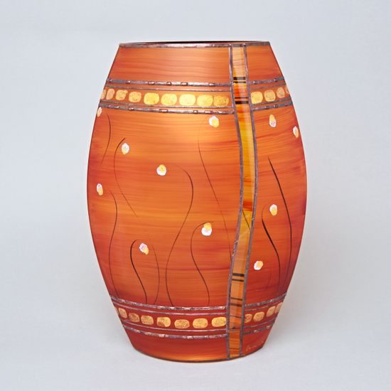 Studio Miracle: Váza oranžovo - červená, 30 cm, ruční dekorace Vlasta Voborníková
