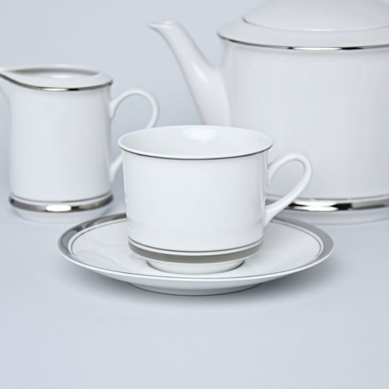 Cup 200 ml + sacuer 15 cm, Sabina, platinum rim, Leander 1907