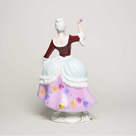 Dáma Rokoko 13 x 10,5 x 21,5 cm, Saxe, Porcelánové figurky Duchcov