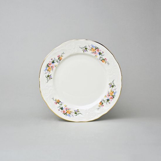 Plate dessert 19 cm, Thun 1794, karlovarský porcelán, BERNADOTTE ivory + flowers + golden line