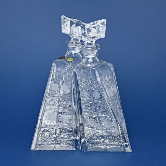 Set of 2 Whiskey Carafes "Lovers", hand-cut 500PK, Crystal Bohemia