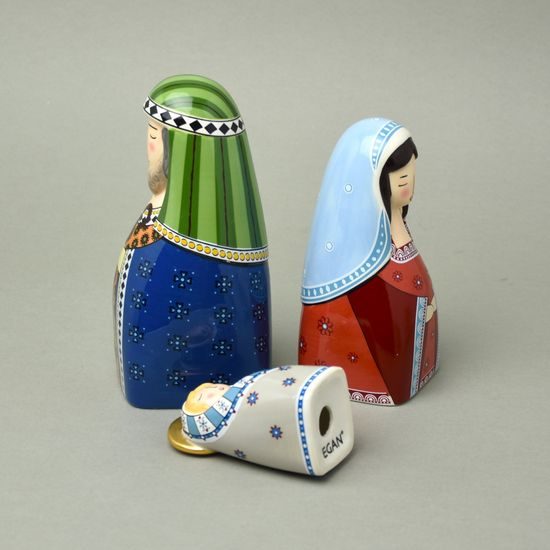 Sada figurek Ježíšek, Marie, Josef, keramika EGAN