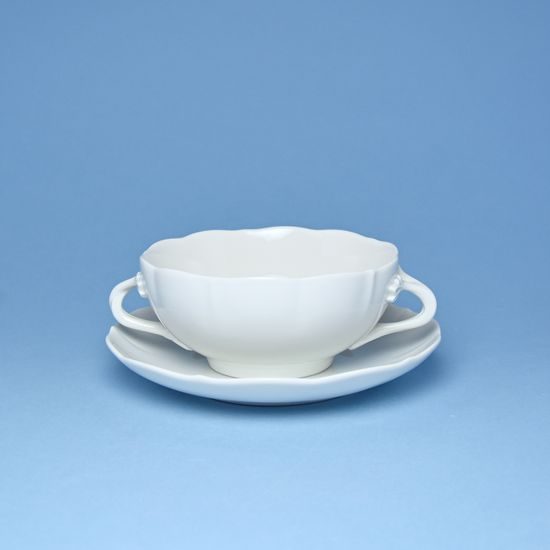 Cup soup and saucer with handles 0,25 l / 17,5 cm, White porcelain, Český porcelán a.s.