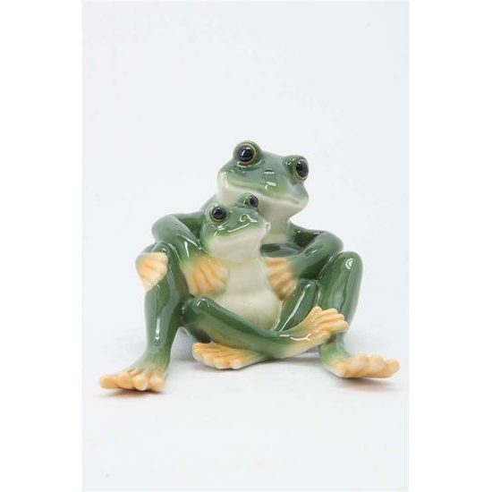 mphibia frog figurine Mother a daughter 7,5 cm, Frog, FRANZ porcelain