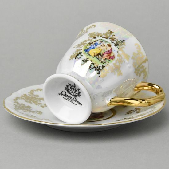 Cup coffee 170 ml + saucer 16 cm, The Three Graces + gold, Royal Czech porcelain