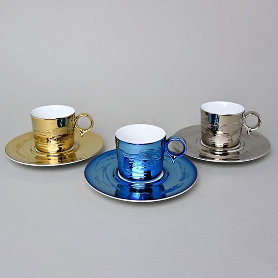 RESET, Cup and Saucer Espresso 100 ml, Titanium Gold, Český porcelán a.s.