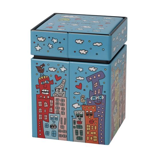 Tea tin James Rizzi - Summer in the City, 7,5 / 7,5 / 11 cm, Metal, Goebel