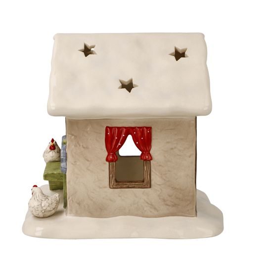 Candle holder Snowed-in Chicken Coop 14.5 / 16.5 / 15.5 cm, stoneware, Goebel