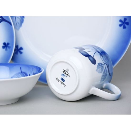Everyday use dining set for 4 persons, Thun 1794 Carlsbad porcelain, BLUE CHERRY