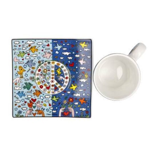 Cup and saucer James Rizzi - Fibe Peace a Chance, 100 ml / 10,5 cm, Fine Bone China, Goebel