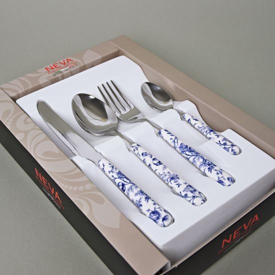 24 pcs. cutlery set, BISTROT China Roses 14039 blue, NEVA