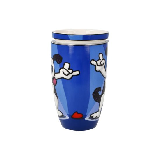 Tea Cup with Lid and Strainer Rock On 450 ml, Fine Bone China, Ed Heck, Goebel