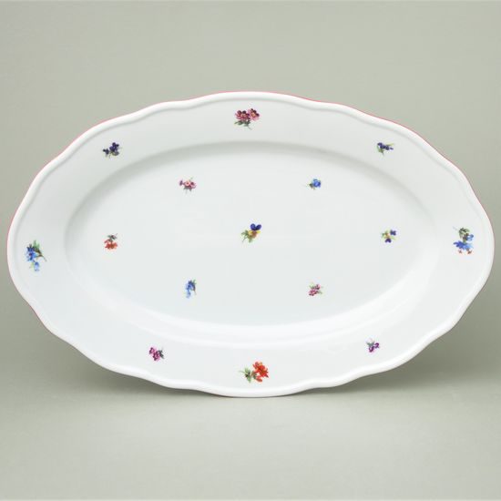 Red line: Dish oval flat 39 cm, Házenka flowers, Český porcelán a.s.