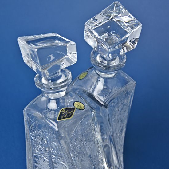 Set of 2 Whiskey Carafes "Lovers", hand-cut 500PK, Crystal Bohemia