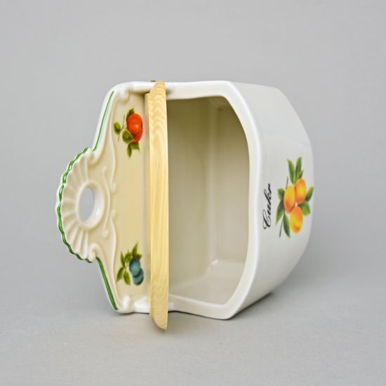 Sugar Wall Hanging Box with inscription CUKR 0,70 l, Ivory Fruits, Cesky porcelan a.s.