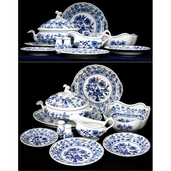 Dining set for 6 persons "I 'M a MODERATE EATER", Original Blue Onion Pattern