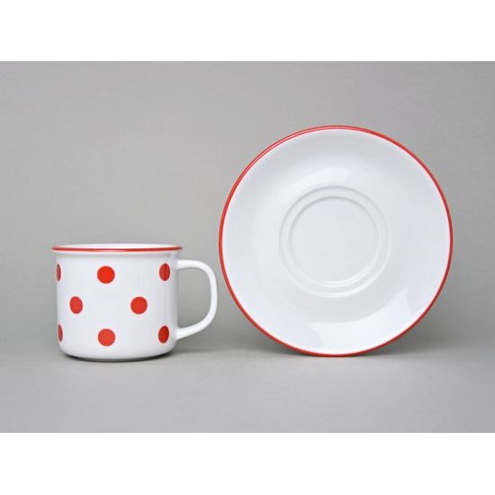 Mug Retro 180 ml smaller + saucer 14 cm, Red dots, G. Benedikt 1882