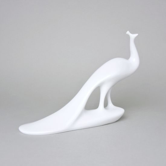 Páv 25 x 7,3 x 18 cm, bílé, Porcelánové figurky Duchcov