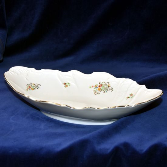 Koš na chléb a pečivo 34 cm, Thun 1794, karlovarský porcelán, BERNADOTTE kytička se zlatem