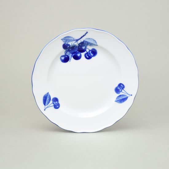 Plate dessert 19 cm, Český porcelán a.s., blue cherry