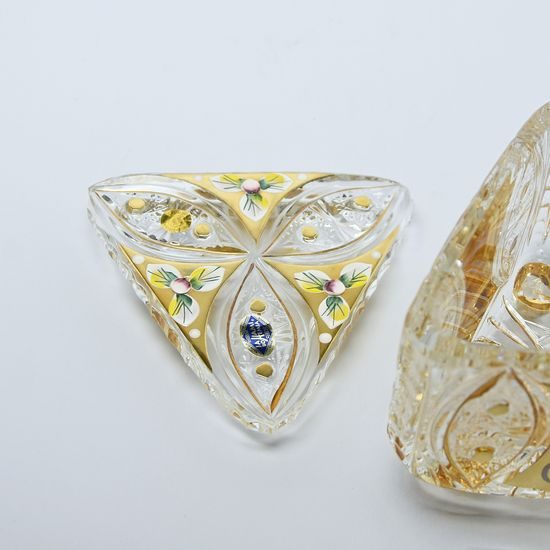 Cut Crystal Dose - three-sided, Gold + Enamel, Jahami Bohemia