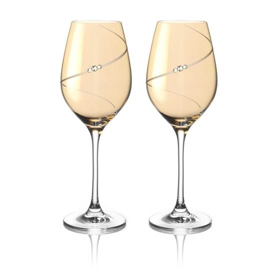 Silueta Ambr - 2 sklenice na bílé víno 360 ml, krystaly Swarovski, DIAMANTE