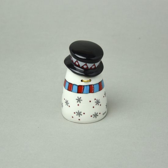 Bell 6 x 9 cm Snowman, glazed ceramic, EGAN