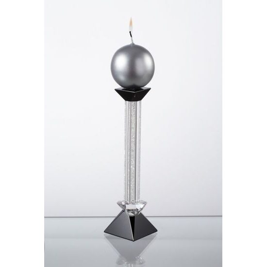 Glittering Beauty - Candlestick (black) 200 x 53 mm, Crystal Gifts and Decoration PRECIOSA