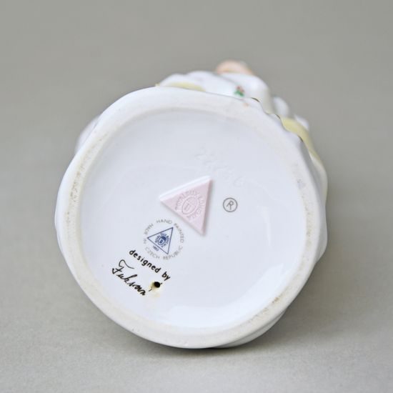 Dáma s květinou 7 x 8 x 19 cm, Saxe, Porcelánové figurky Duchcov