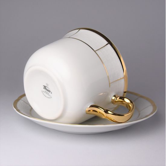 Natalie gold: Cup 290 ml + sacuer 170 mm, Thun 1794, karlovarský porcelán