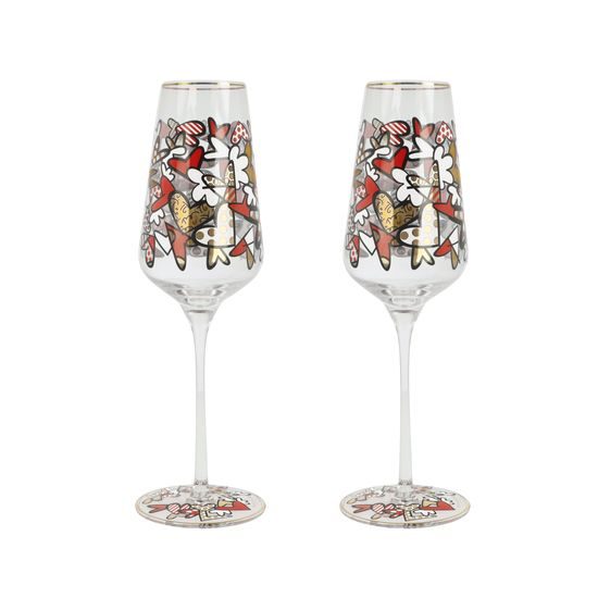 Dvojice skleniček 100 ml na víno, All We Need Is Love, 7,5 / 7,5 / 23,5 cm, sklo, R. Britto, Goebel