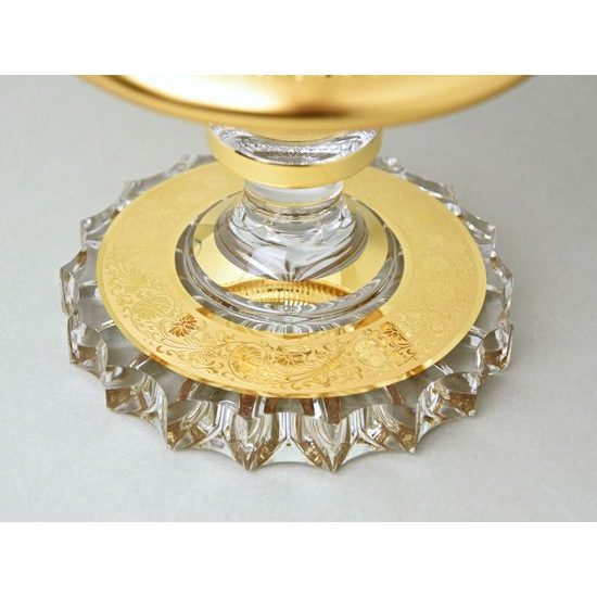 Crystal Bowl On The Stand Gerbera, h: 24 cm, Gold, Ales Zverina - AZ Design