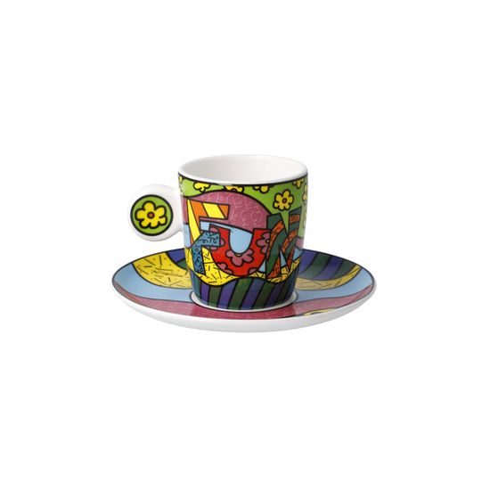 Cup and saucer Romero Britto - Fun, 100 ml / 12 cm, Fine Bone China, Goebel