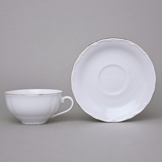 Cup low 200 ml + saucer 14,5 cm, HC001 gold line, Elizabeth