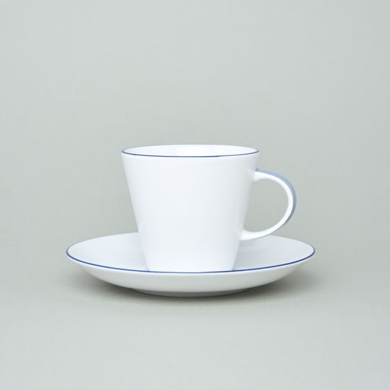 Coffee cup and saucer 220 ml, Thun 1794 Carlsbad porcelain, Tom blue