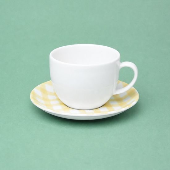 Breakfast cup 350 ml + saucer 16 cm, yellow, G. Benedikt 1882