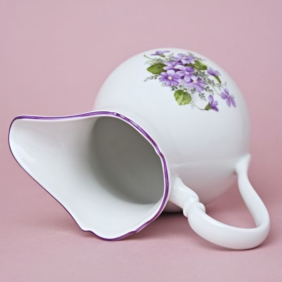 Mlékovka (džbánek) vysoká 850 ml, fialky, Český porcelán a.s.