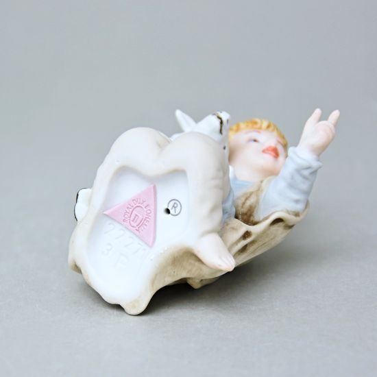 Chlapec s ovečkou, 6,2 x 5,5 x 7,2 cm, Biskvit + Saxe, Porcelánové figurky Duchcov