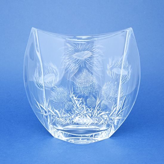 Crystal Hand Cut Vase ORBIT- Thistle decor, 240 mm, Crystalite BOHEMIA