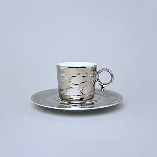 RESET, Cup and Saucer Espresso 100 ml, Titanium Platinum, Český porcelán a.s.