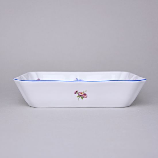 Mísa salátová čtyřhranná 21 cm, házenka s modrou linkou, Český porcelán a.s.